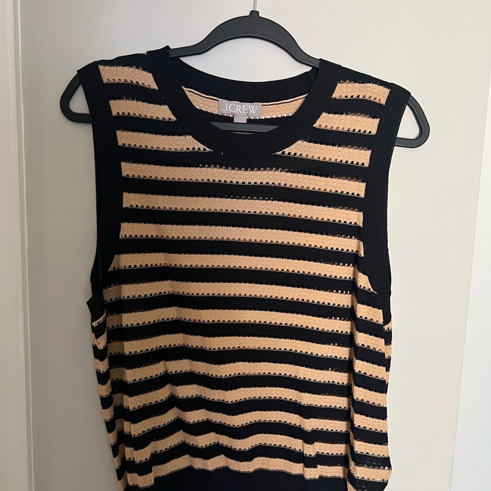 J. Crew Black and Tan Pointelle Tank